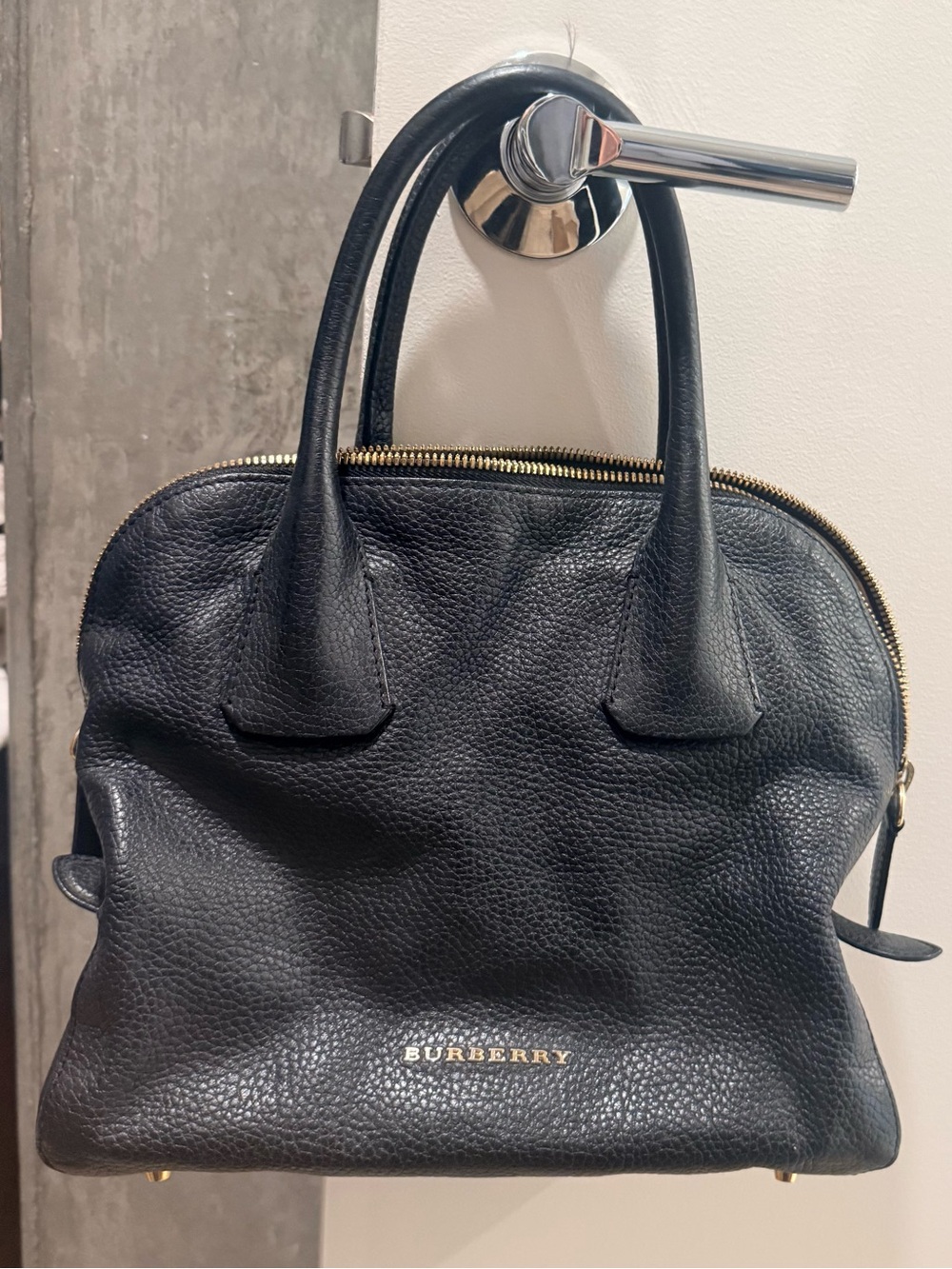 Burberry Black Pebbled Leather Satchel with Gold Hardware EUC MAKE OFFER!